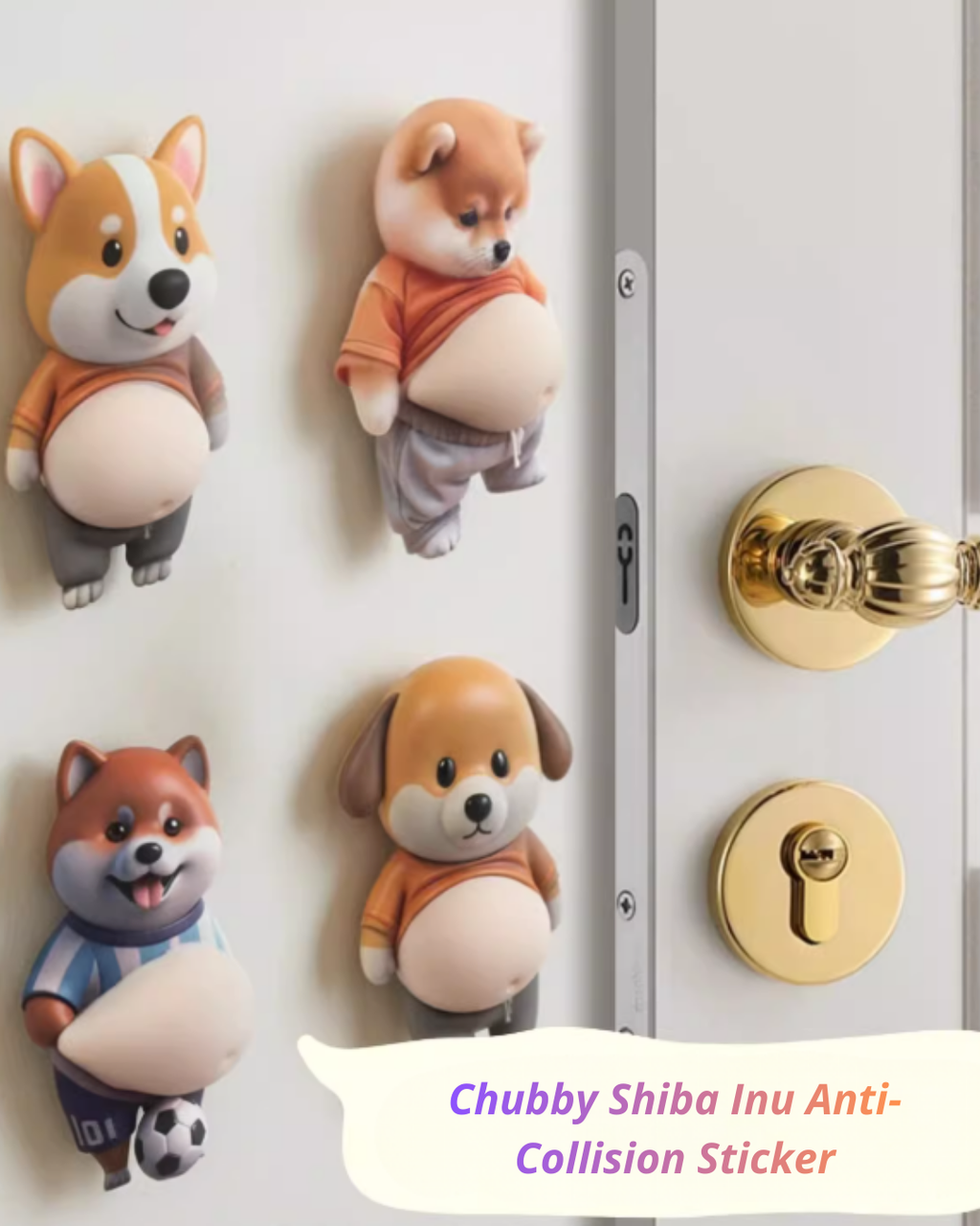 3D Shiba Inu Big Belly Sticker – Fidget & Anti-Collision Home Accent