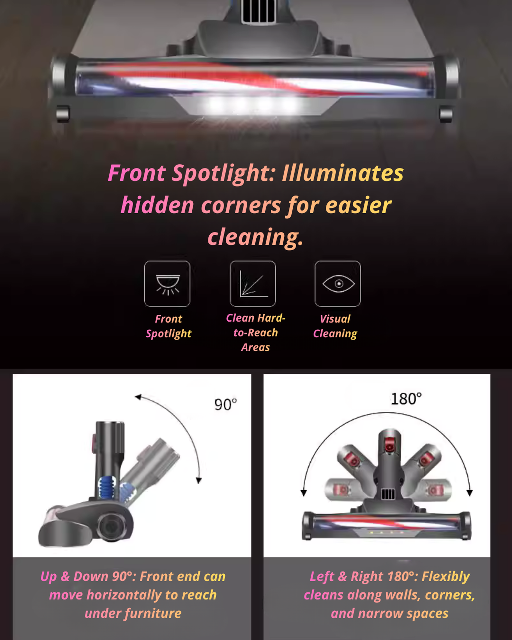 Cordless Vacuum Cleaner with 10000Pa Suction & Dual Motors