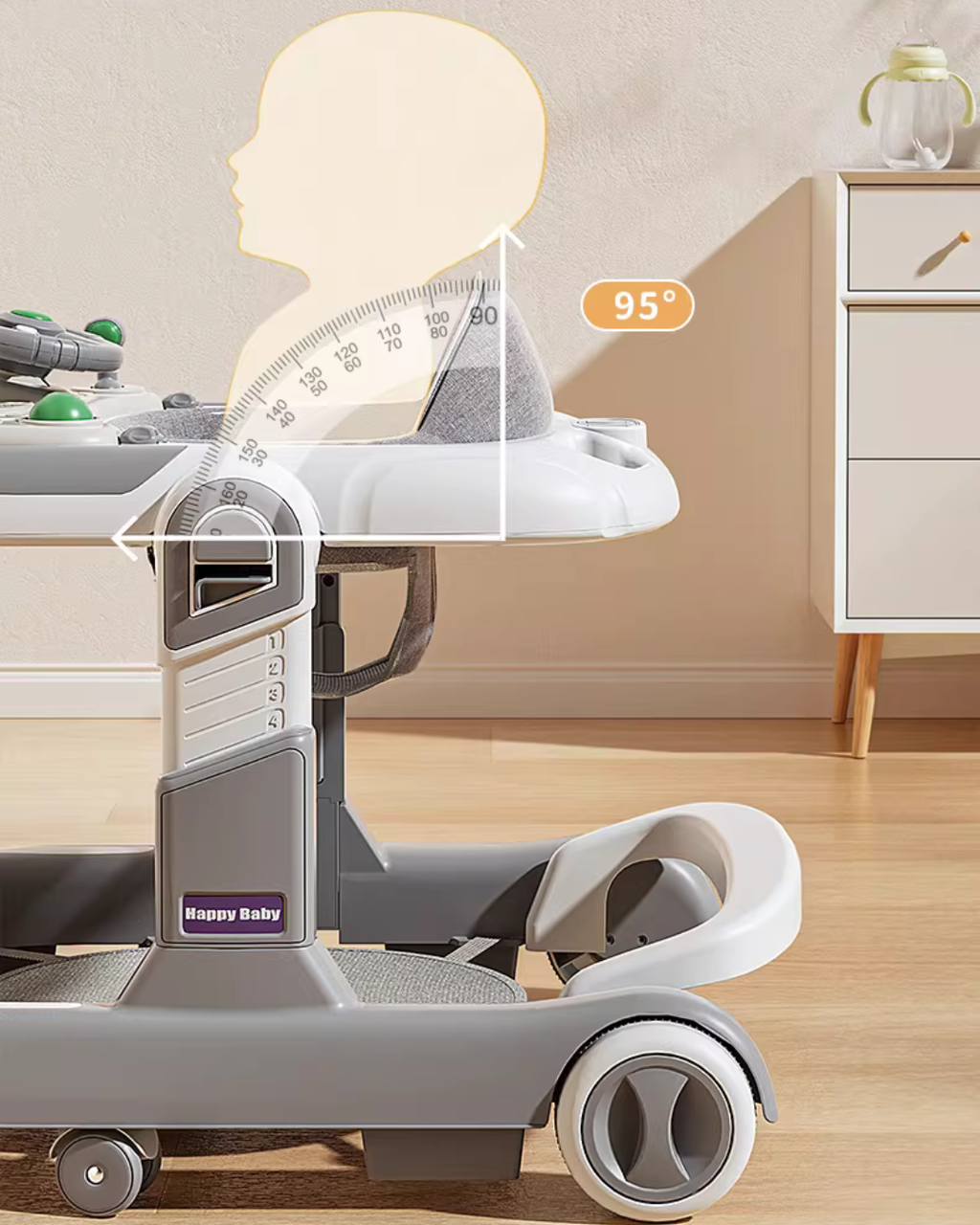 4-in-1 Baby Walker with Music & Lights Activity Tray – 6 Months+