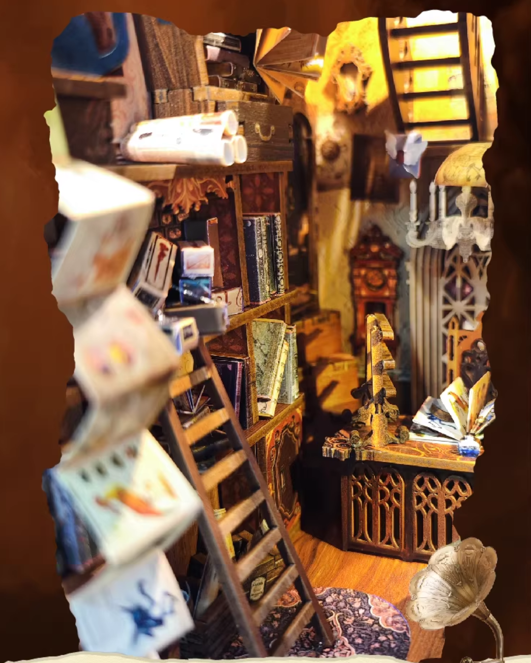 Magic World DIY Book Nook Kit with LED Lights for Bookshelves