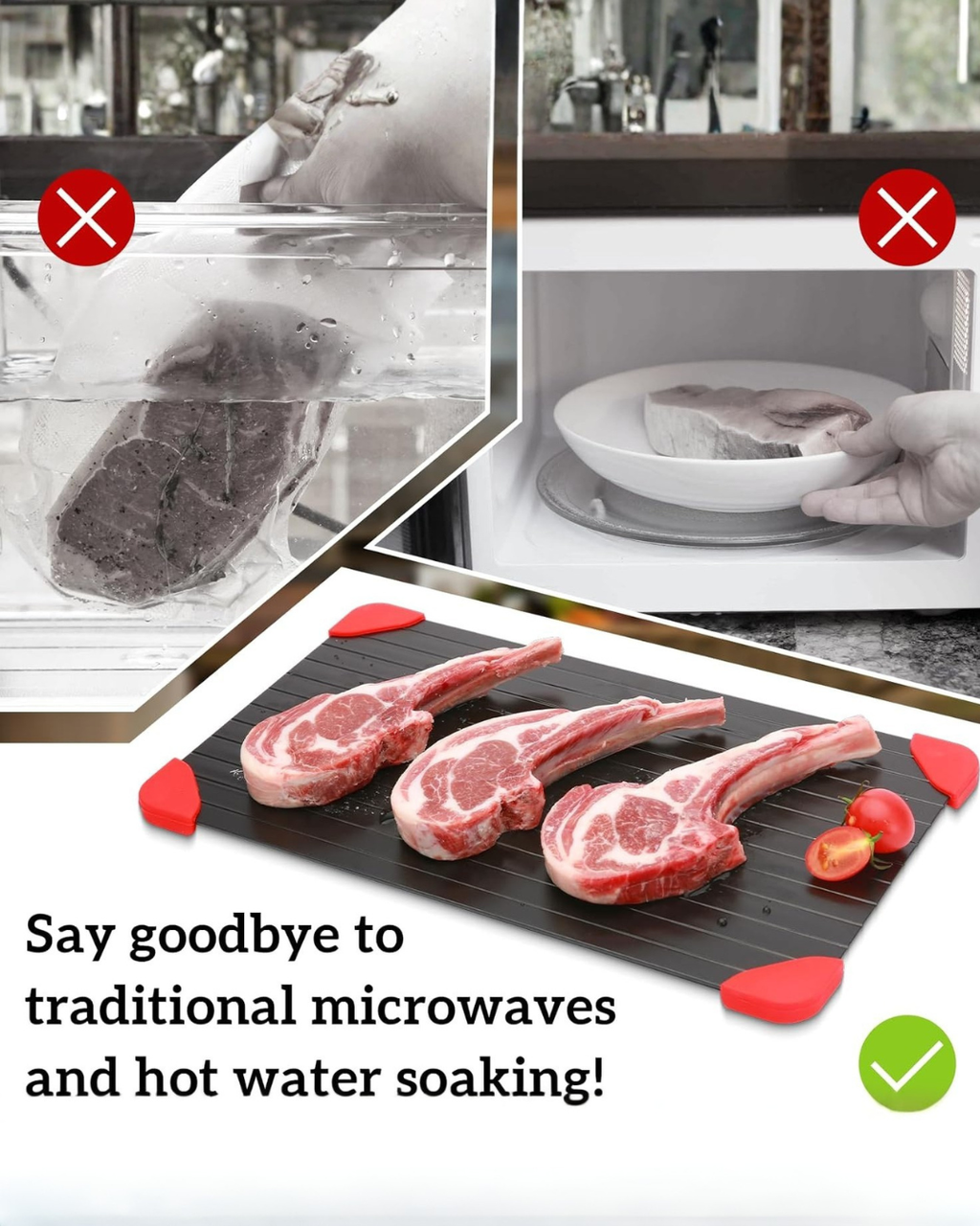 Rapid Thawing Aluminum Tray – Easy, Electricity-Free Food Defrost