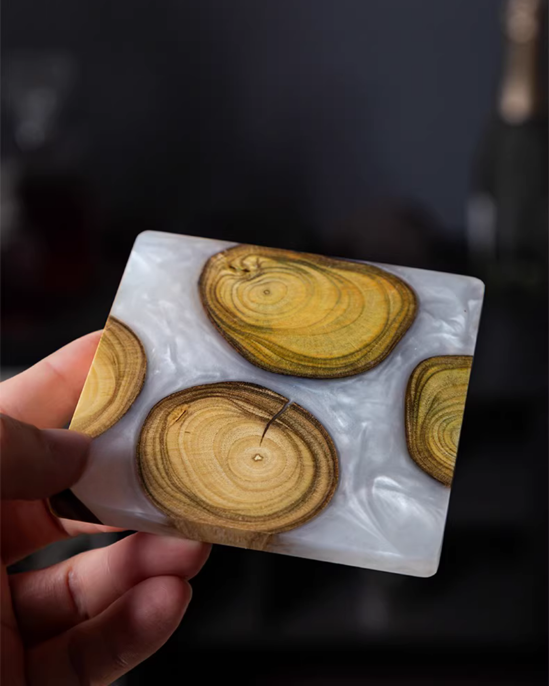 Elegant Resin & Natural Wood Coasters for Coffee, Tea & Everyday Use