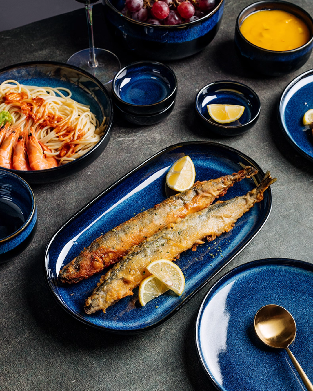 Artisan Nordic Starry Sky Dinnerware Set – Unique Blue Tableware