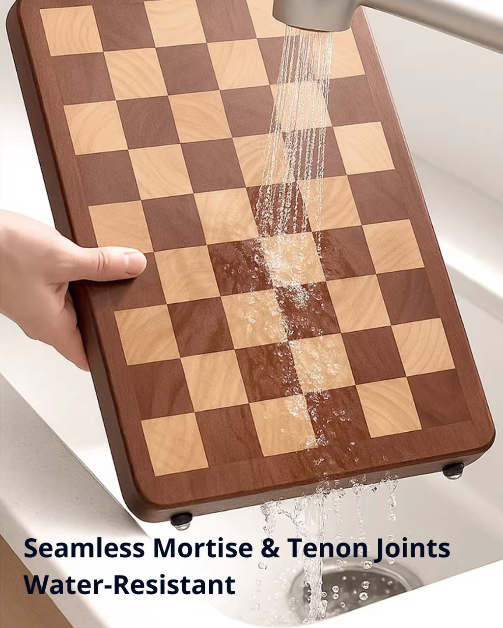 Mortise & Tenon End-Grain Ebony Cutting Board – Durable & Antibacterial
