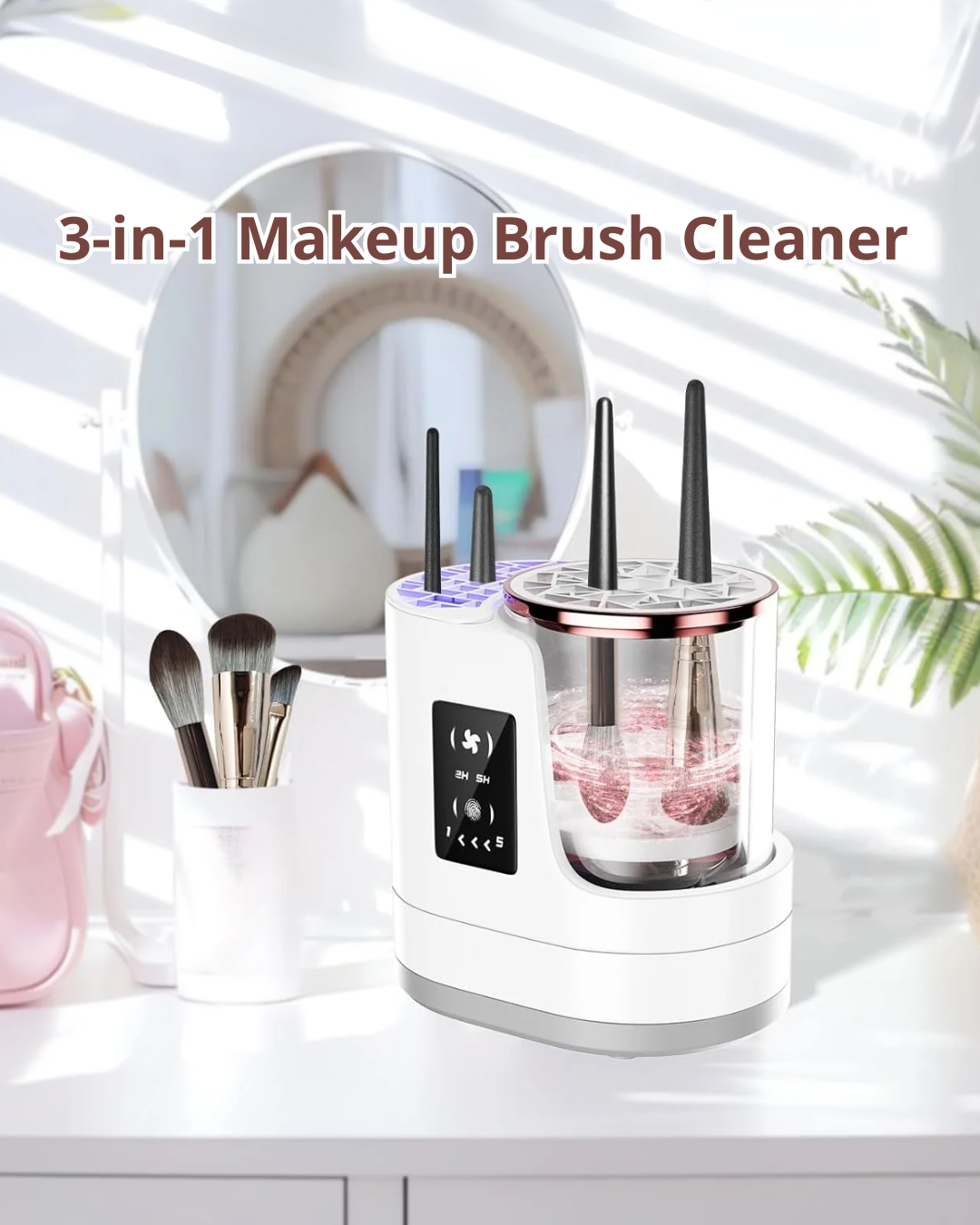 Automatic 3-in-1 Makeup Brush Cleaner & Dryer for Home & Vanity