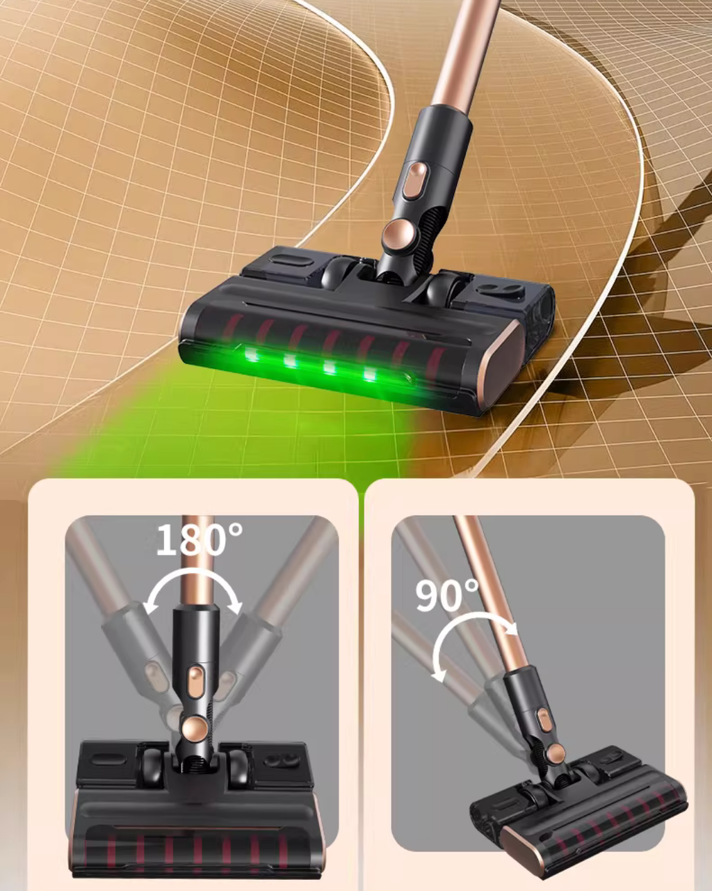 Cordless Vacuum with Green Light Dust Detection & Mop