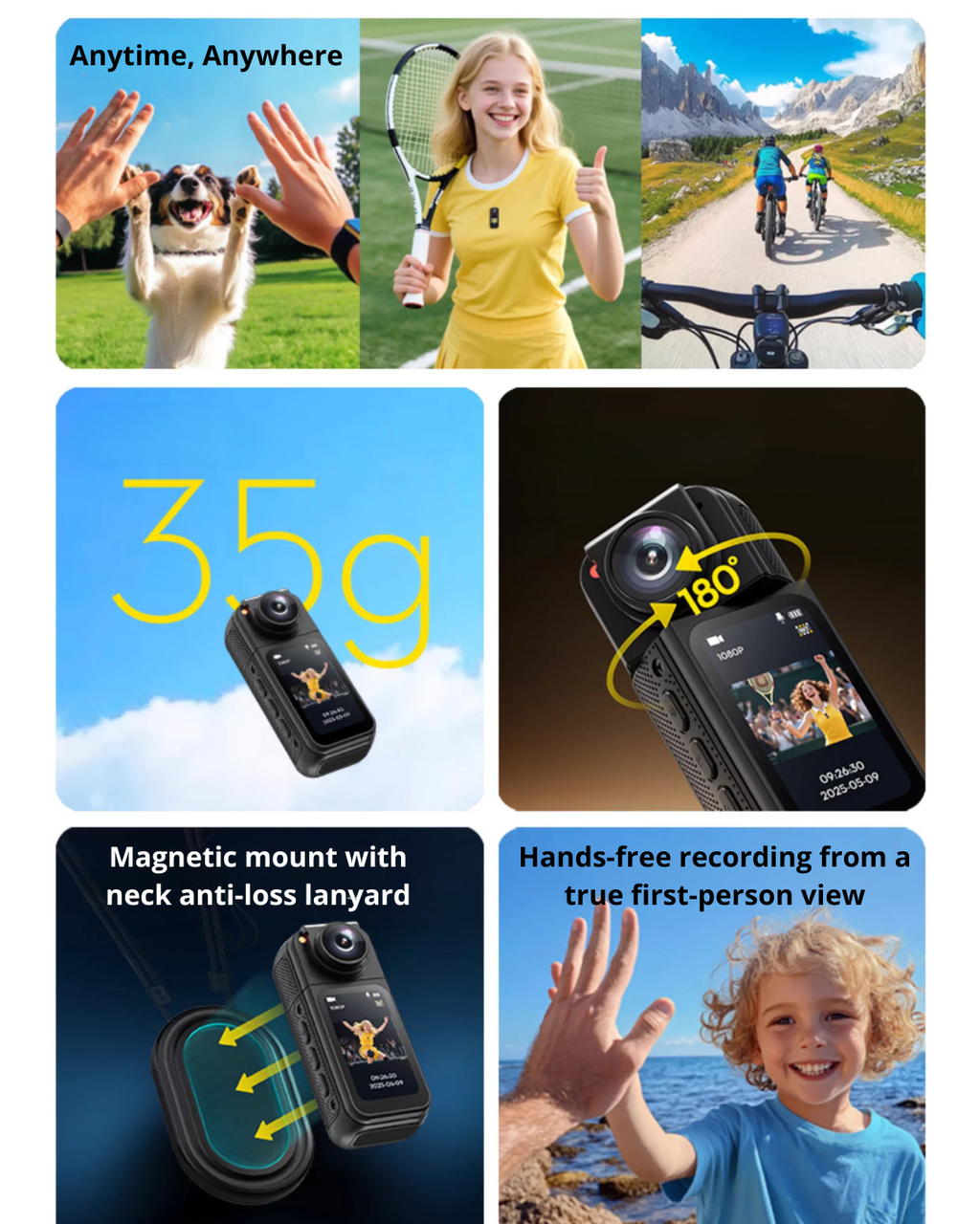 Ultra-Mini 2.7K Thumb Action Camera – Wearable Hands-Free POV Recording