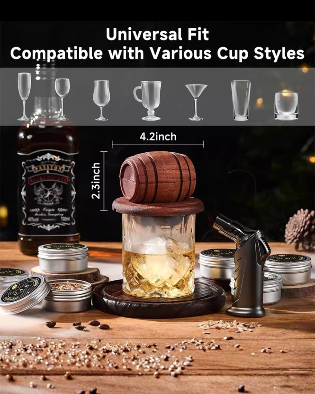 Premium Whiskey Smoker Kit for Home Cocktails & Bourbon Infusion