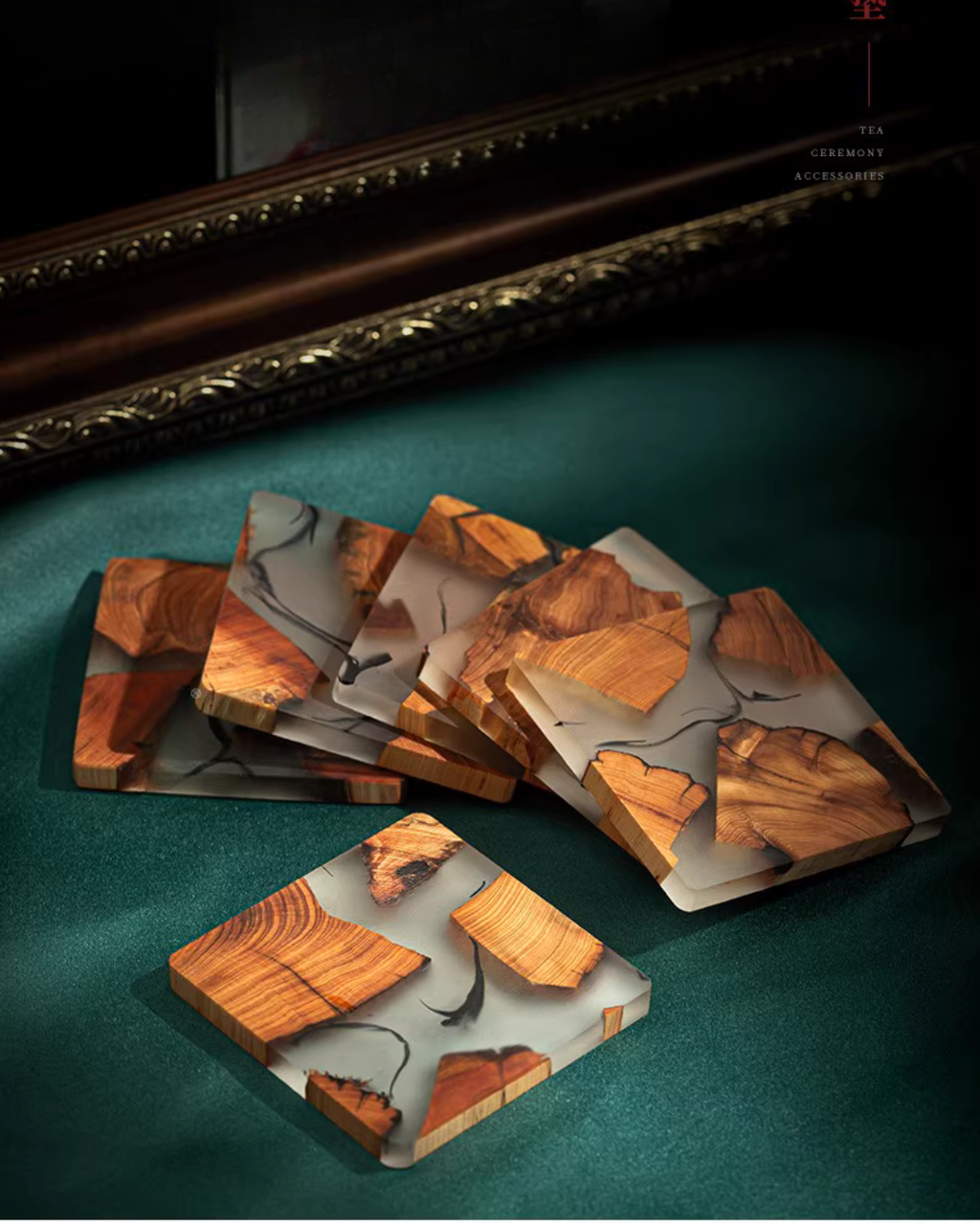 Elegant Resin and Wood Coasters for Coffee, Tea & Everyday Use