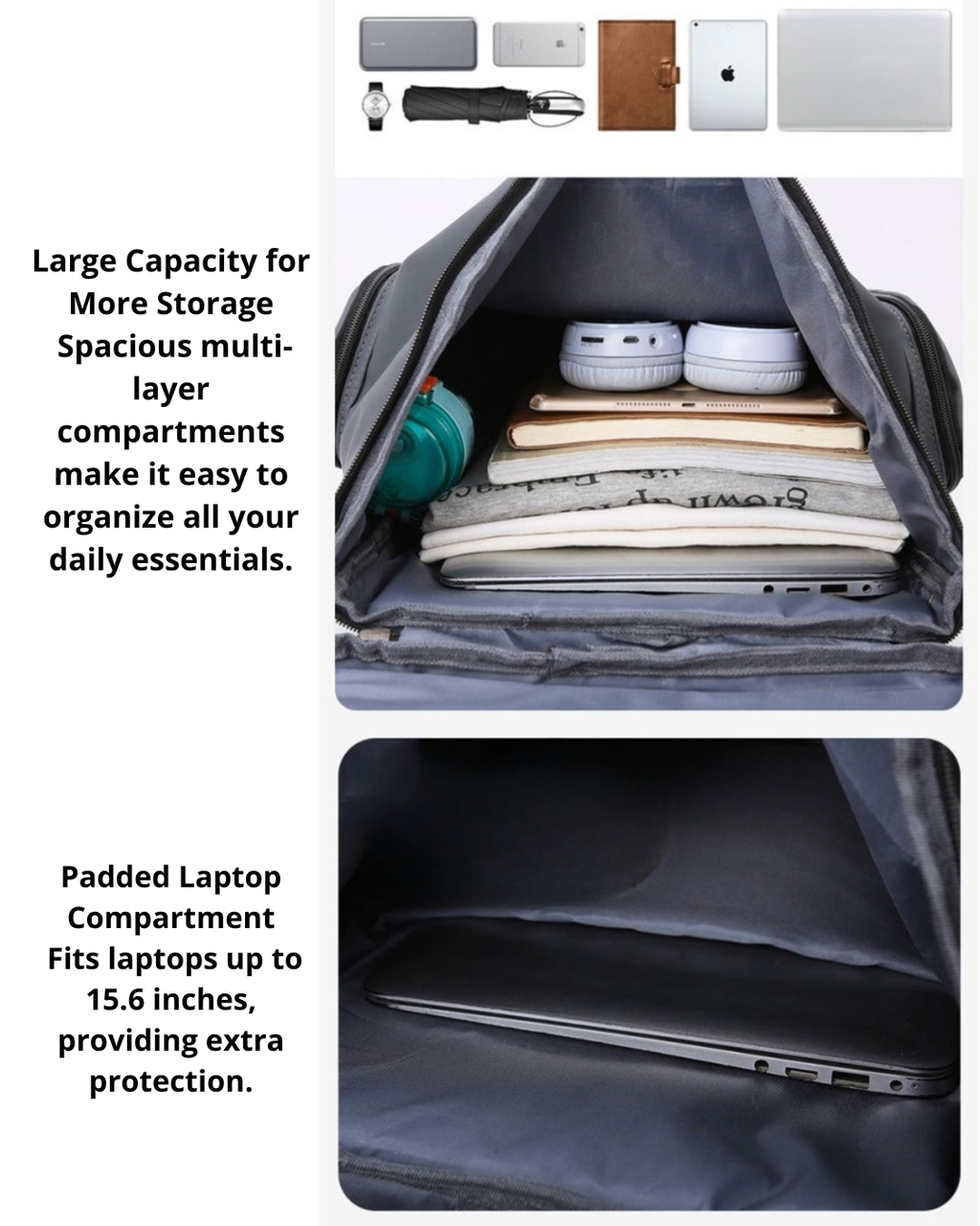 Casual Backpack – Padded Laptop Sleeve, Large Capacity & Travel-Friendly