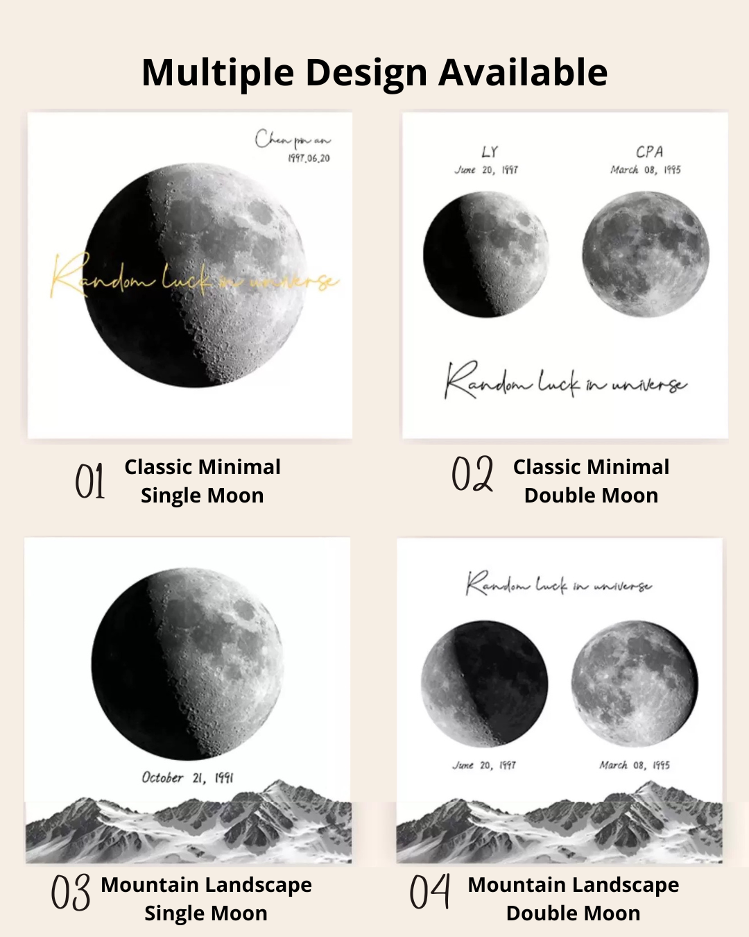 Personalized Illuminated Moon Phase Frame – Custom Name & Date Gift for Couples, Family & Friends