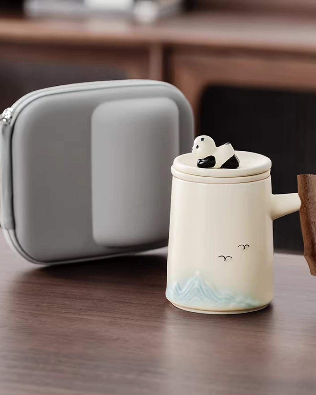 Panda Landscape Tea Mug with 3D Lid & Built-in Tea Infuser – 500ml
