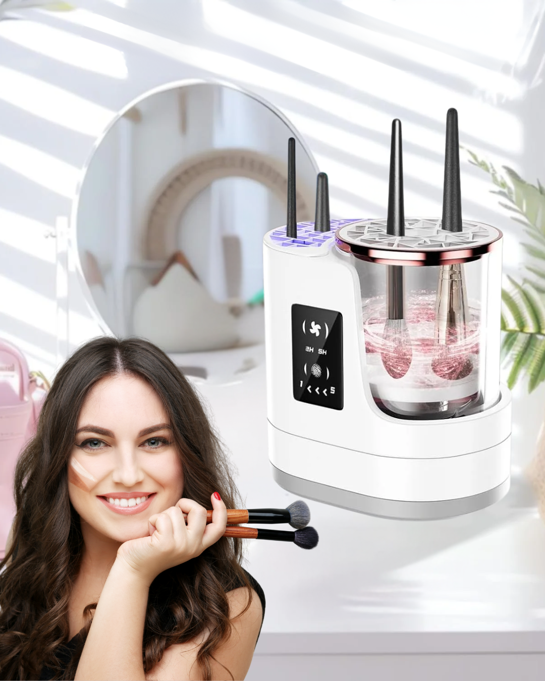 Automatic 3-in-1 Makeup Brush Cleaner & Dryer for Home & Vanity