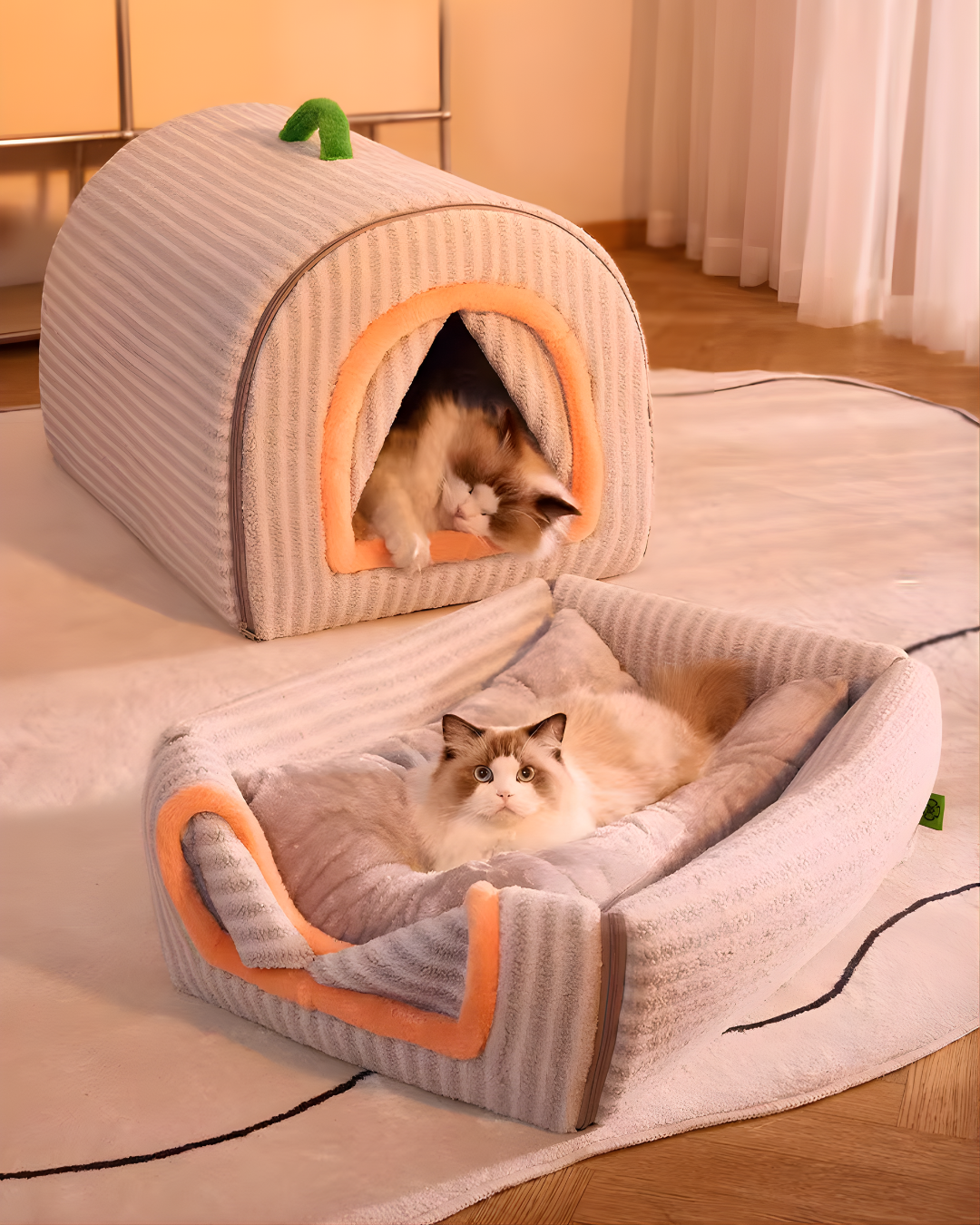 Heated Pet House Bed – 55°C Warmth, Soft Arctic Velvet, Anti-Slip