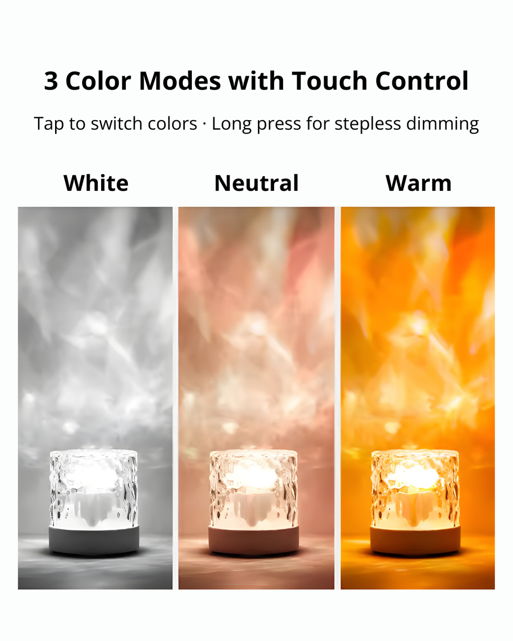 Aurora Water Ripple Night Light – Adjustable Glow, USB Rechargeable