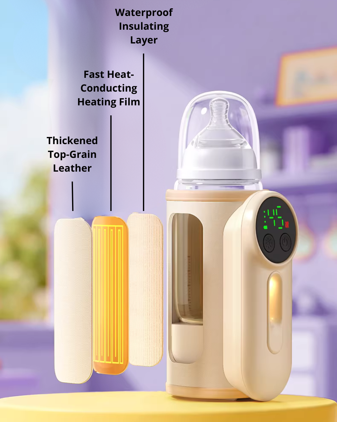 Wireless Baby Milk Warmer – 6 Temperature Levels, Travel Friendly