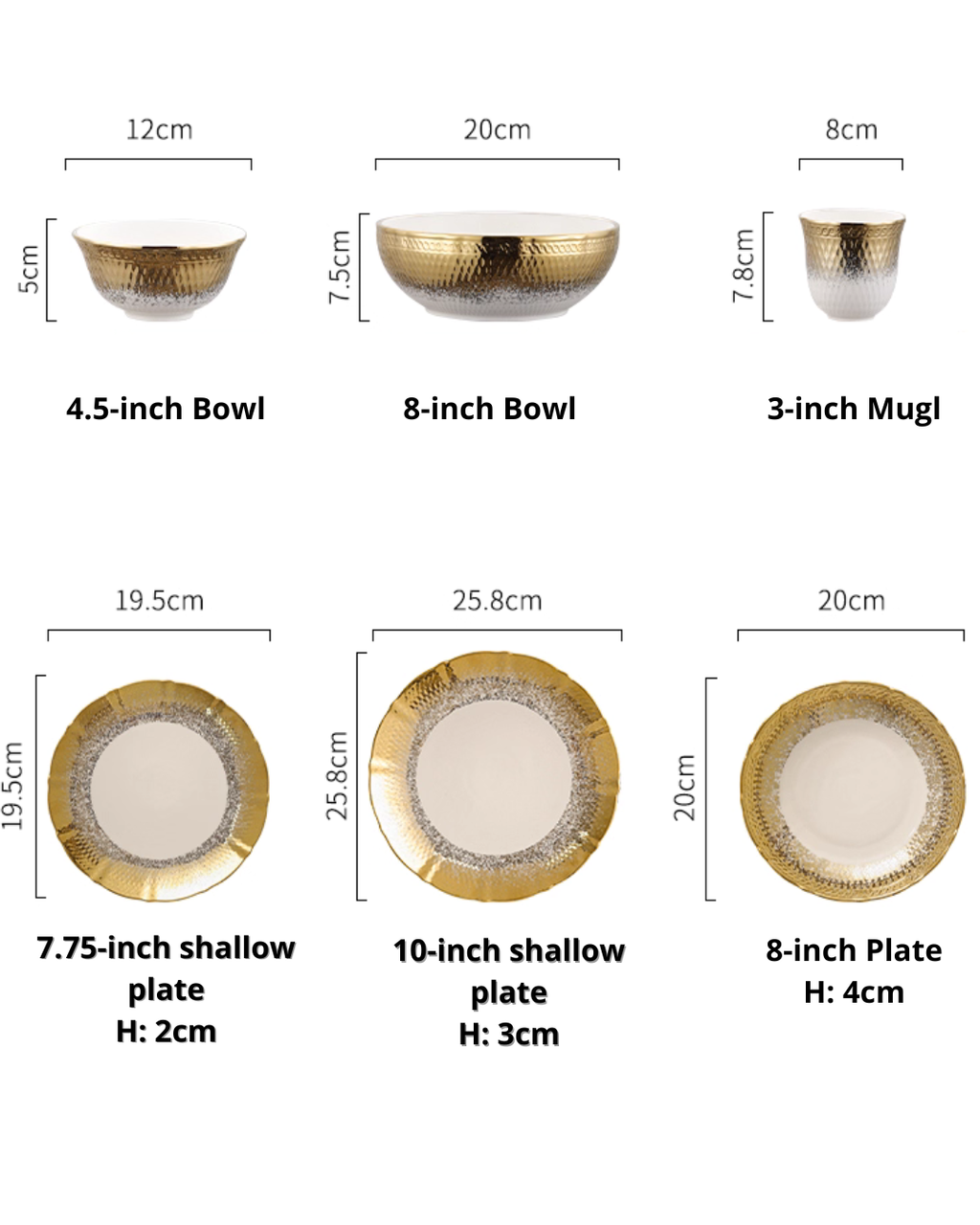 Elegant Porcelain Dinnerware Set with Gold Rim for Everyday Dining