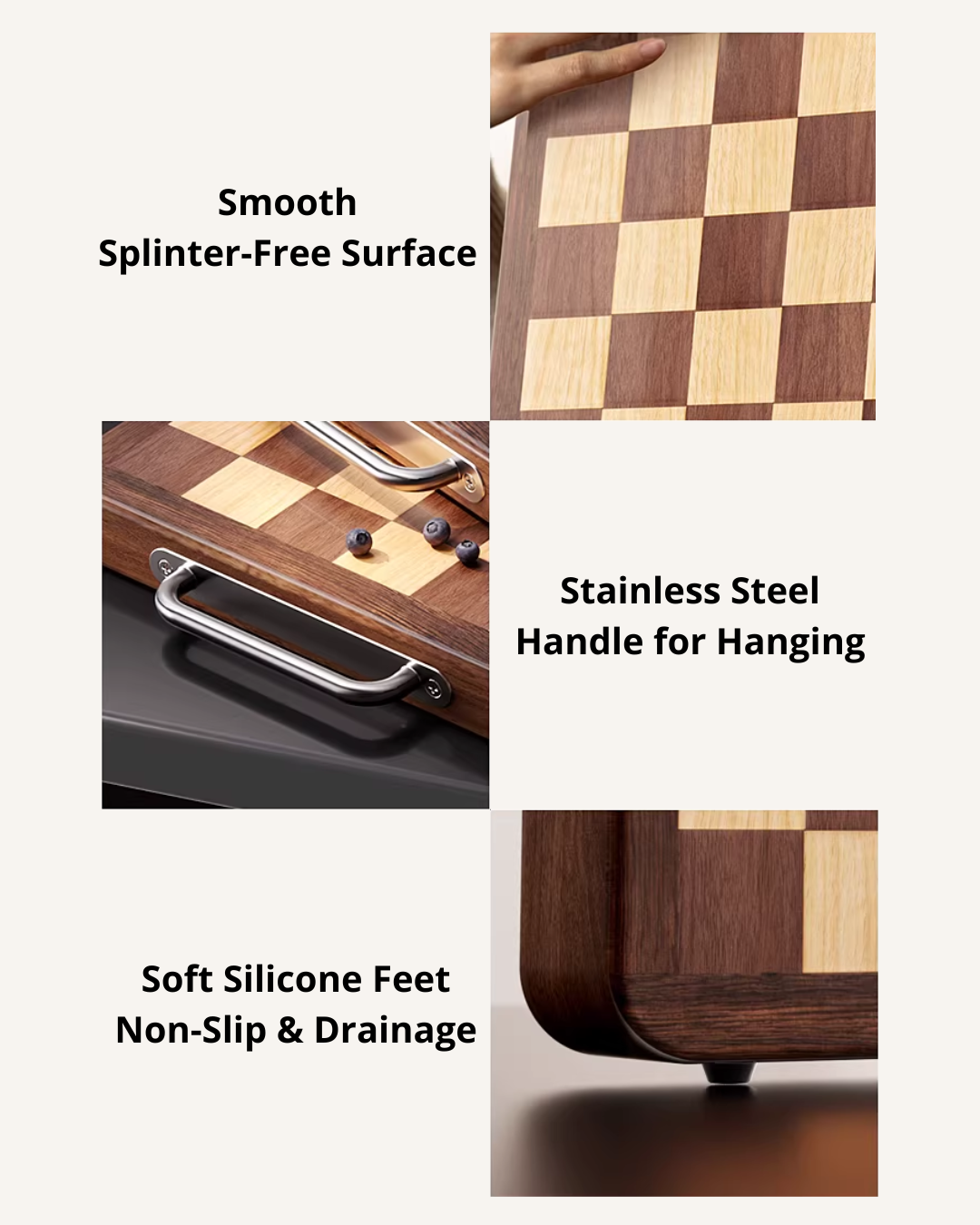 Mortise & Tenon End-Grain Ebony Cutting Board – Durable & Antibacterial