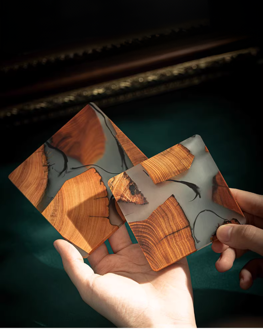 Elegant Resin and Wood Coasters for Coffee, Tea & Everyday Use
