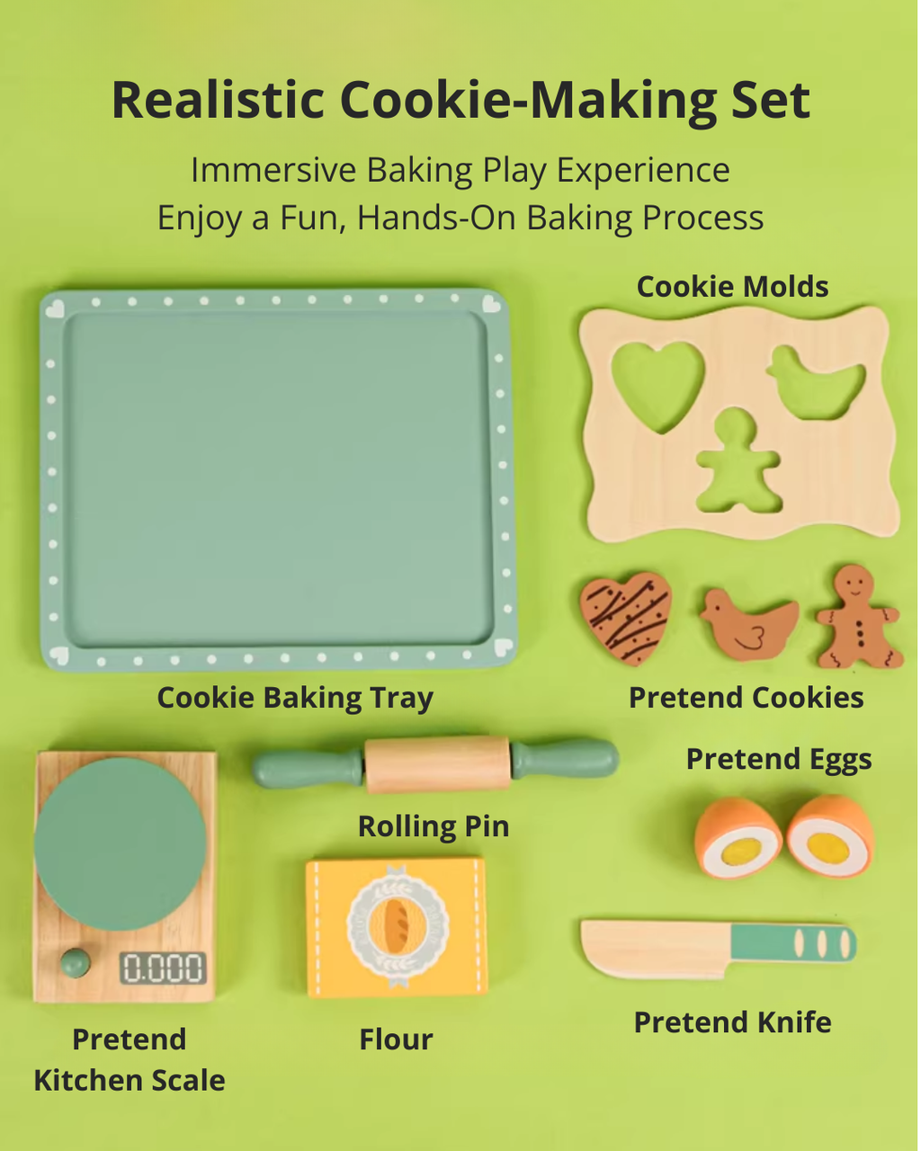 Nordic Wooden Pretend Kitchen & Tea Set for Toddlers – Role Play Toy