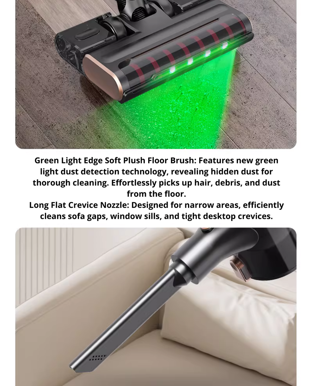 Cordless Vacuum with Green Light Dust Detection & Mop