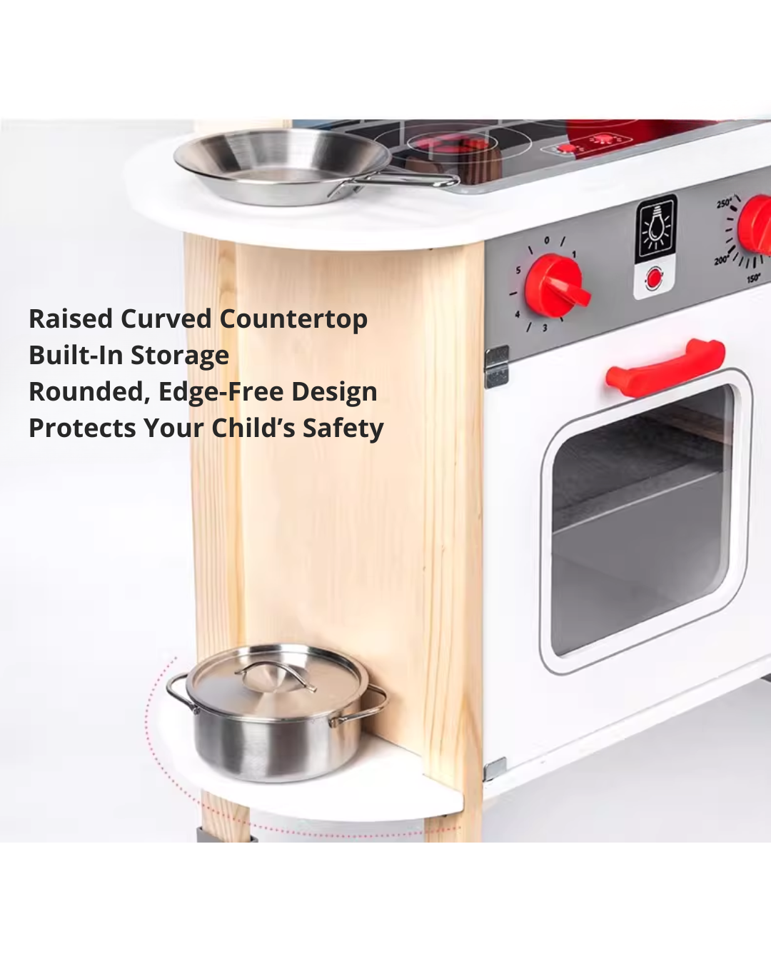 Kids Wooden Play Kitchen Set – Lights, Sounds & Ice Maker for Toddlers