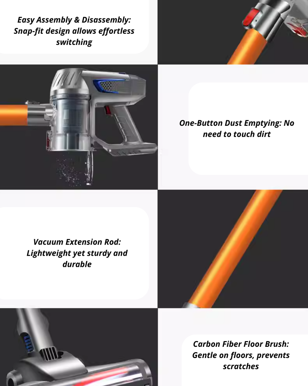 Cordless Vacuum Cleaner with 10000Pa Suction & Dual Motors