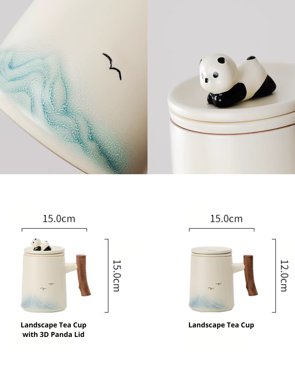 Panda Landscape Tea Mug with 3D Lid & Built-in Tea Infuser – 500ml
