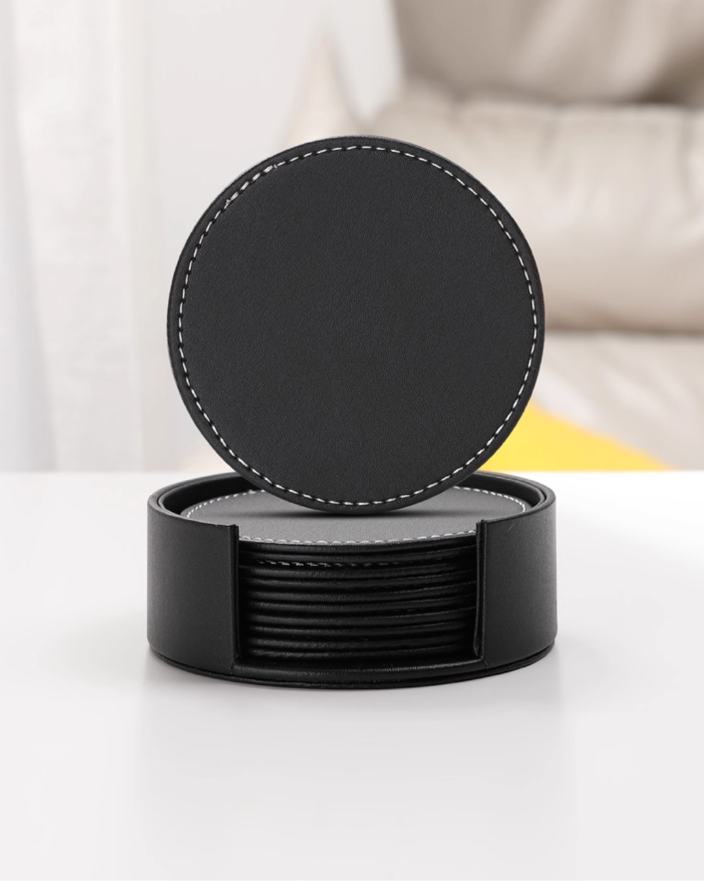 Premium Leather Coaster Set – Noise-Reducing & Heat-Resistant