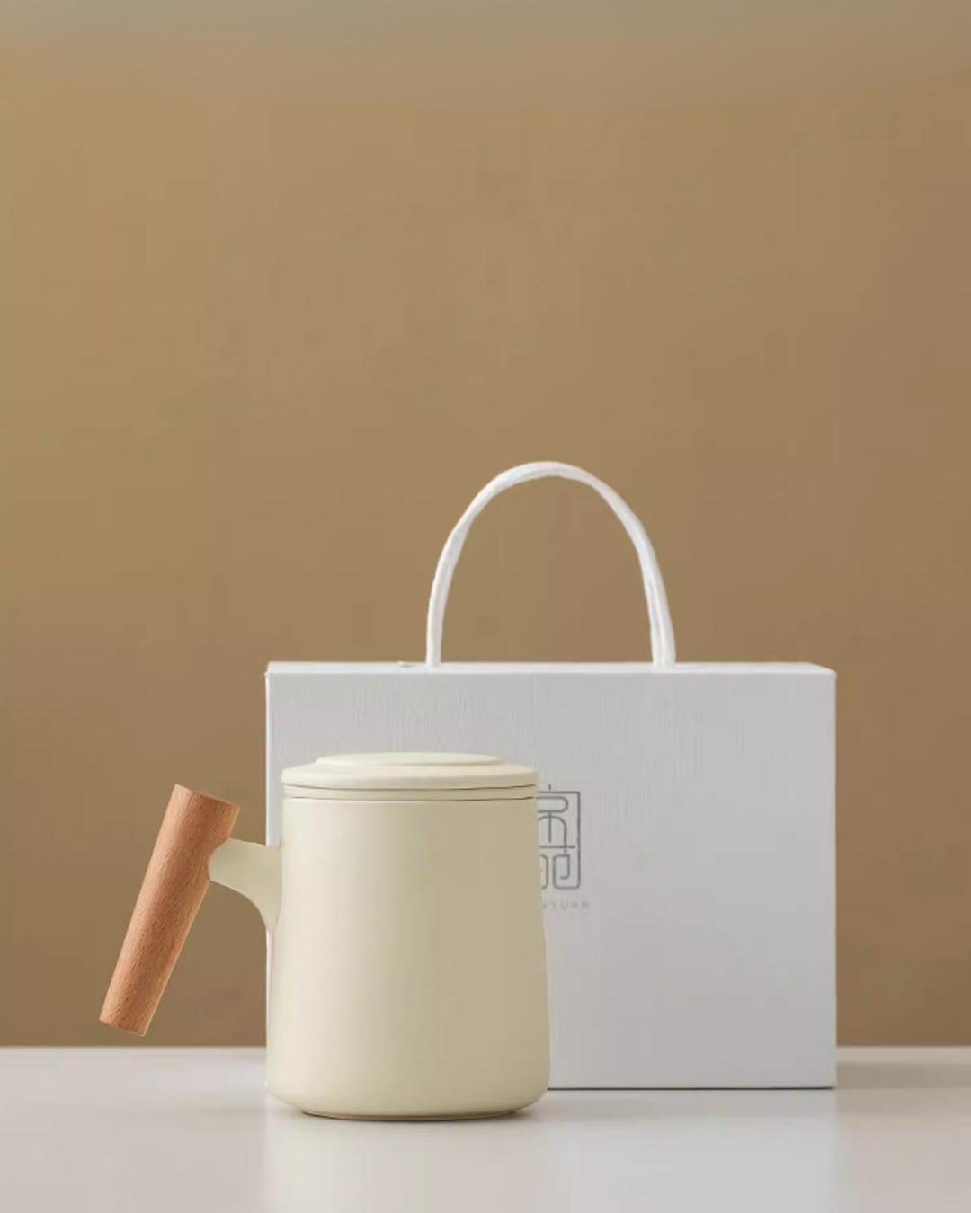 Elegant Porcelain Tea Infuser Mug for Daily Rituals & Home Office