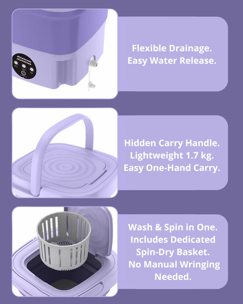 Foldable Mini Washing Machine for Delicates, Baby Clothes & Travel