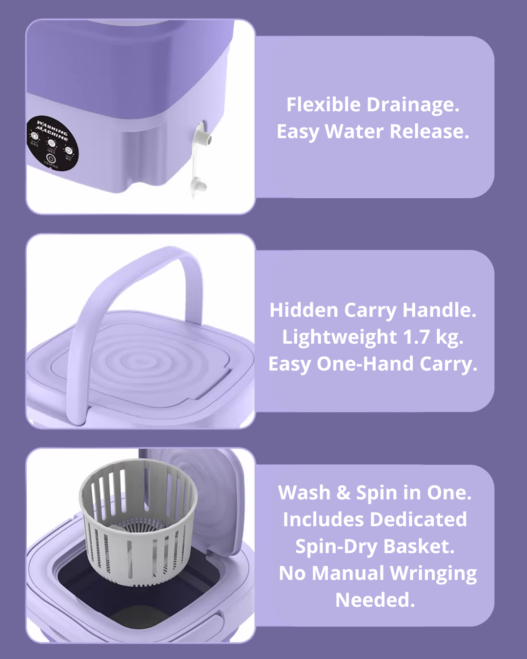 Foldable Mini Washing Machine for Delicates, Baby Clothes & Travel