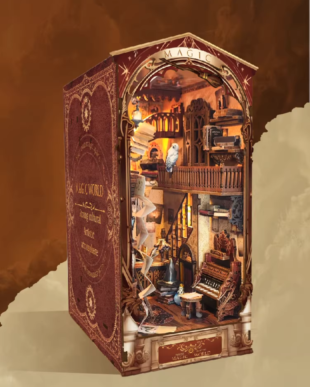 Magic World DIY Book Nook Kit with LED Lights for Bookshelves