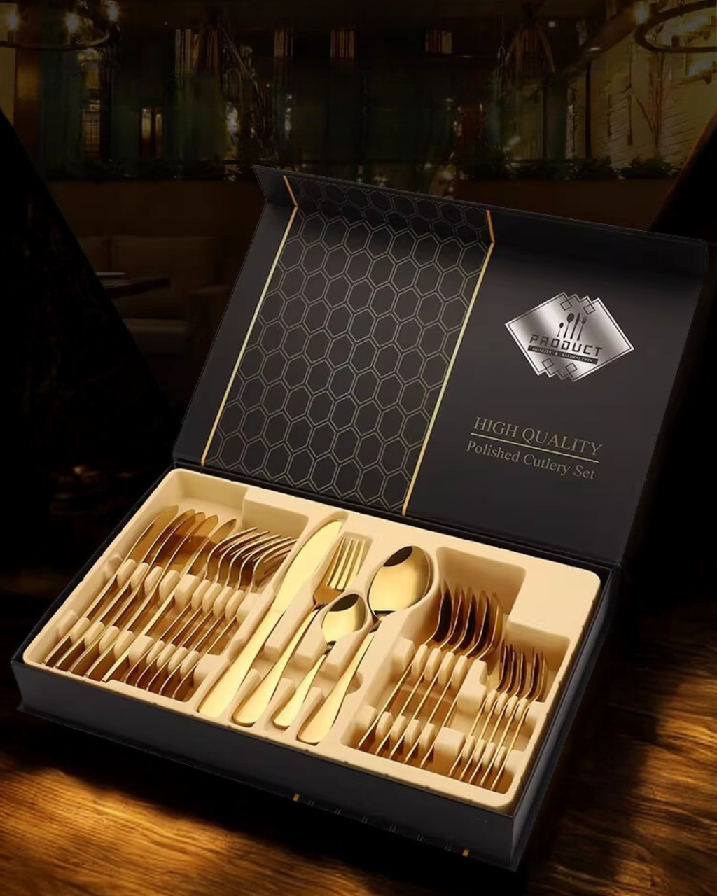 Elegant 24-Piece Stainless Steel Flatware Set for Modern Dining