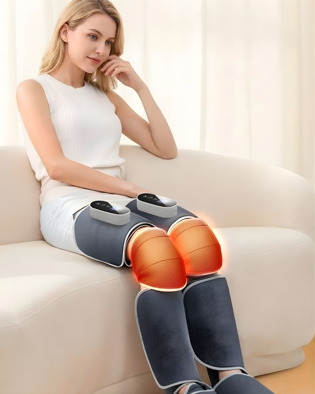 Wireless Heated Knee Massager with Air Compression & Graphene Heat