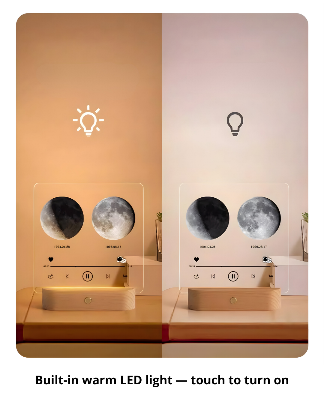 Personalized Illuminated Moon Phase Frame – Custom Name & Date Gift for Couples, Family & Friends