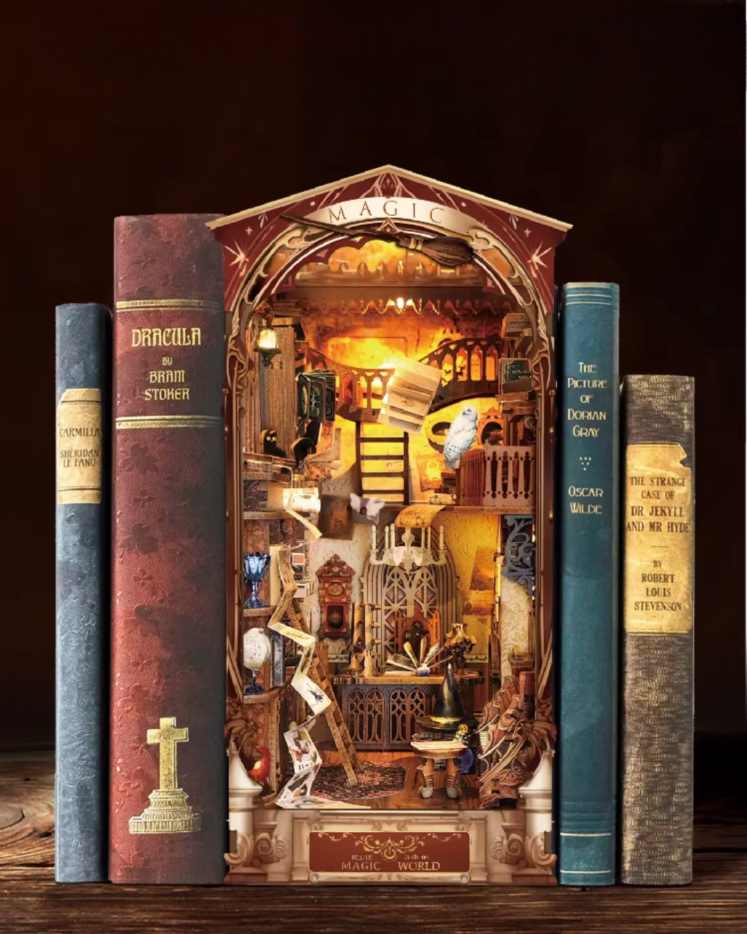 Magic World DIY Book Nook Kit with LED Lights for Bookshelves