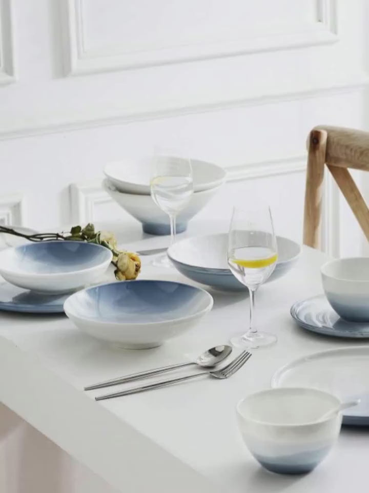 Hand-Painted Nordic Ceramic Dinnerware Set — Minimalist, Unique Design