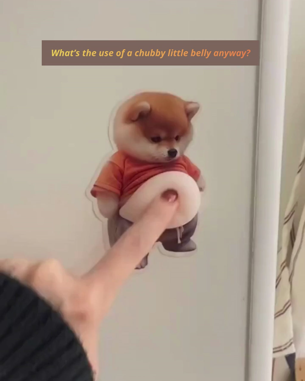 3D Shiba Inu Big Belly Sticker – Fidget & Anti-Collision Home Accent